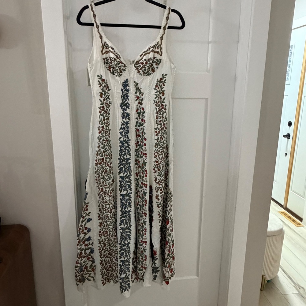 Farm Rio Off-White Fruit Beauty Lenzing Ecovero Maxi Dress Size M Floral Berry